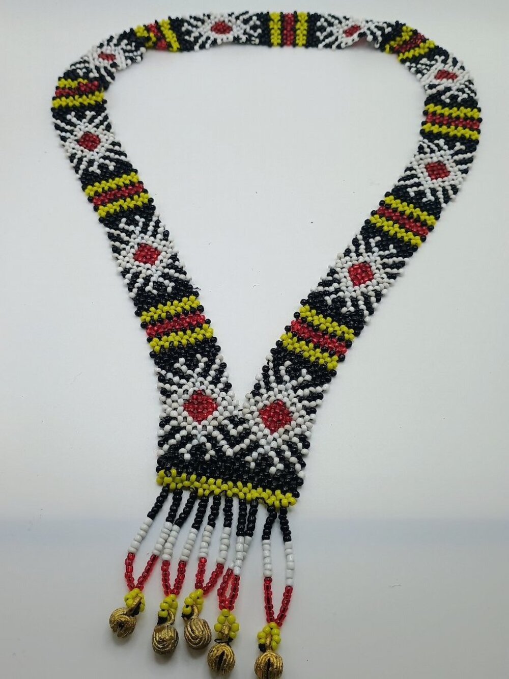 Traditional Filipino Beaded Necklace with Bell Details
